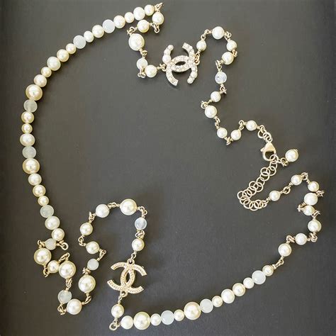 chanel necklaces on ebay|vintage chanel faux pearl necklace.